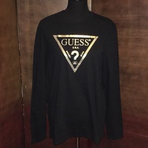 Nwt Guess Black Gold Long Sleeve Shirt 